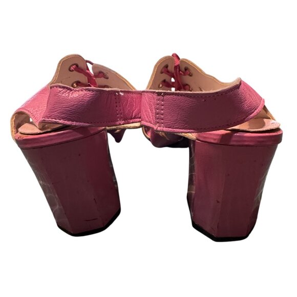 Vintage 1940 Miss America Pink Gladiator High Heel Sandals With Lace-Up Design - Picture 2 of 5